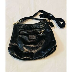 Coach daisy liquid gloss black patent leather hobo bag